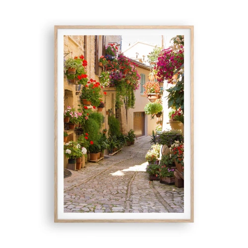 Affiche dans un chêne clair - Poster - Une inondation de fleurs  - 70x100 cm