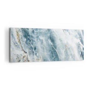 Impression sur toile - Image sur toile - Texture de marbre dans des tons de bleu et de blanc - 120x50cm - Monde de glace - Décoration murale moderne pour le salon et la chambre ARTTOR