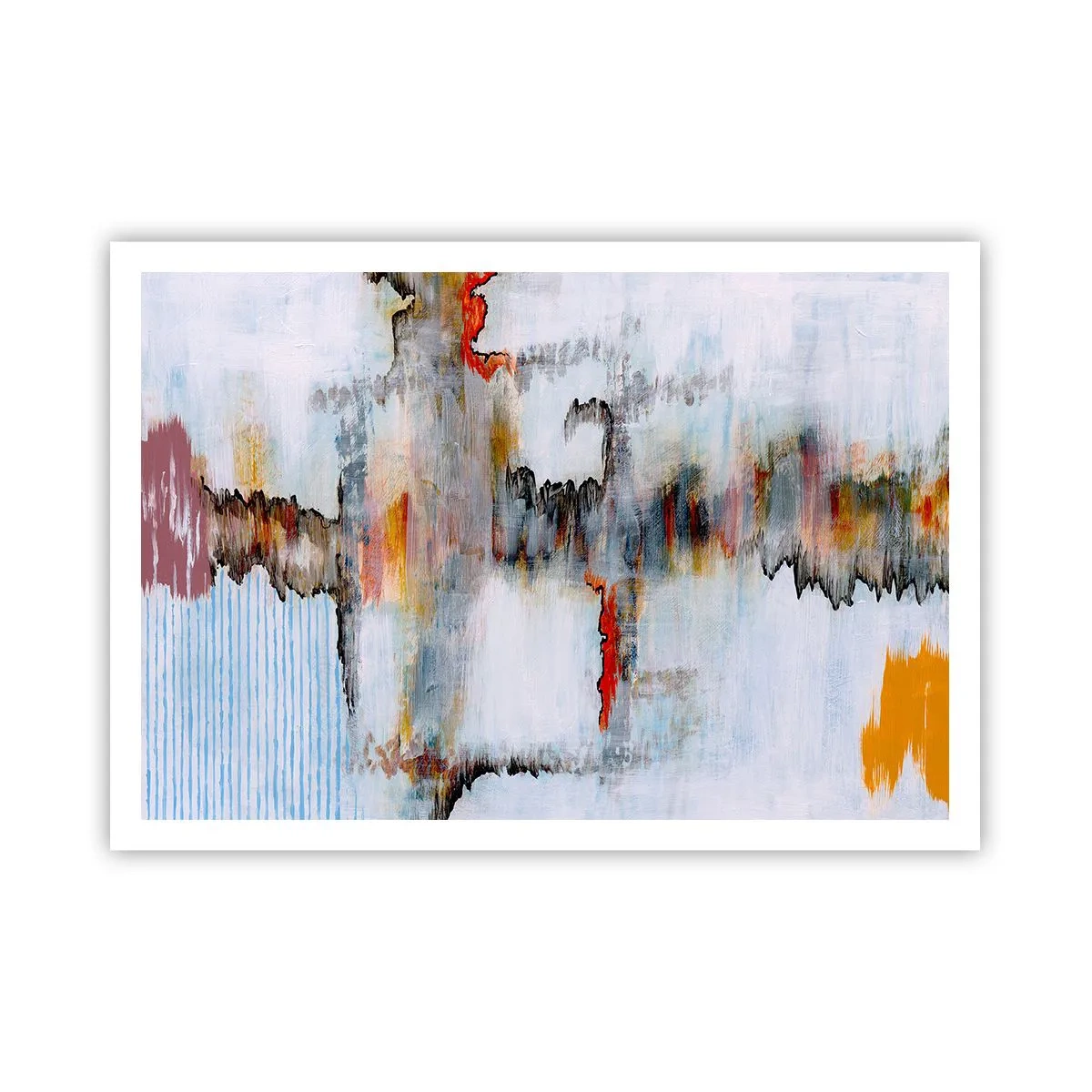 Affiche - Poster - Motif abstrait aux couleurs vives sur fond clair - 100x70cm - Un bâton sur l'eau - Décoration murale moderne pour le salon et la chambre ARTTOR