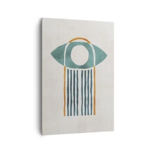 Impression sur toile - Image sur toile - Motif géométrique dans les tons de vert et d'orange - 70x100cm - Signes et rituels - Décoration murale moderne pour le salon et la chambre ARTTOR