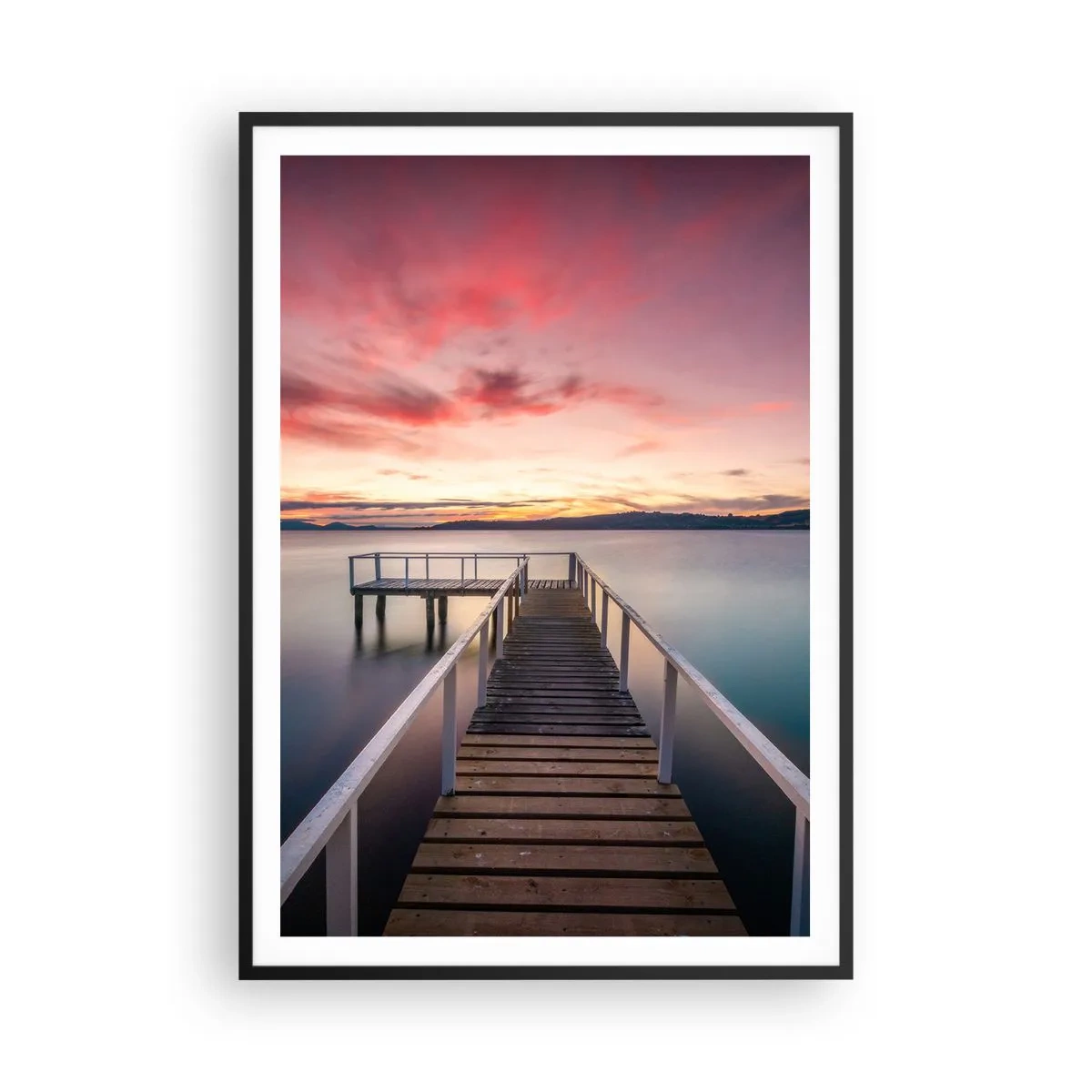 Affiche dans un cadre noir - Poster - La douce flamme du soir - 70x100 cm