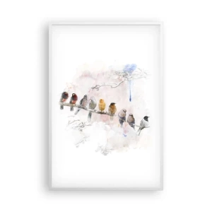 Affiche dans un cadre blanc - Poster - Rencontre ailée - 61x91 cm