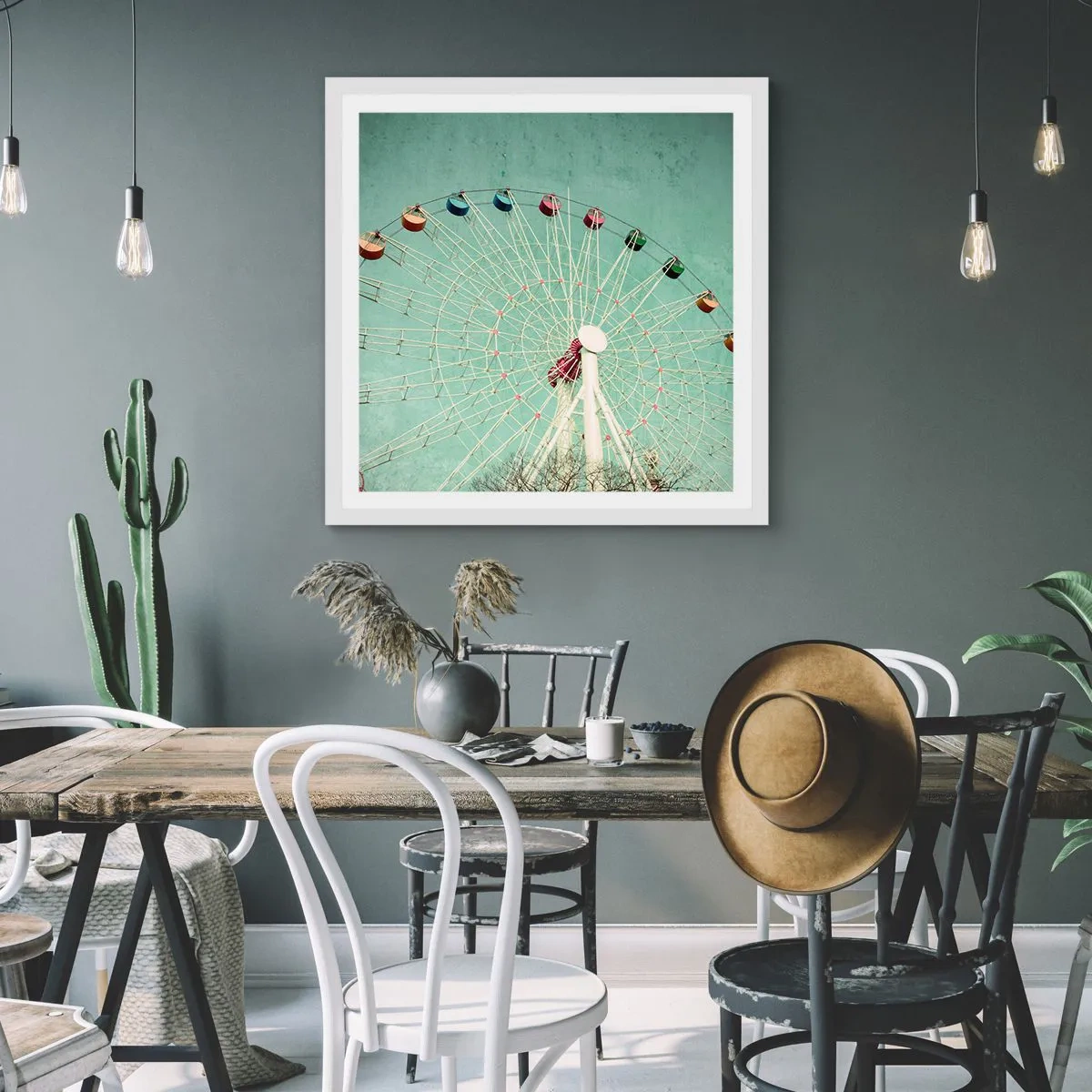 Affiche dans un cadre blanc - Poster - Nous vous invitons à vous amuser - 40x40 cm