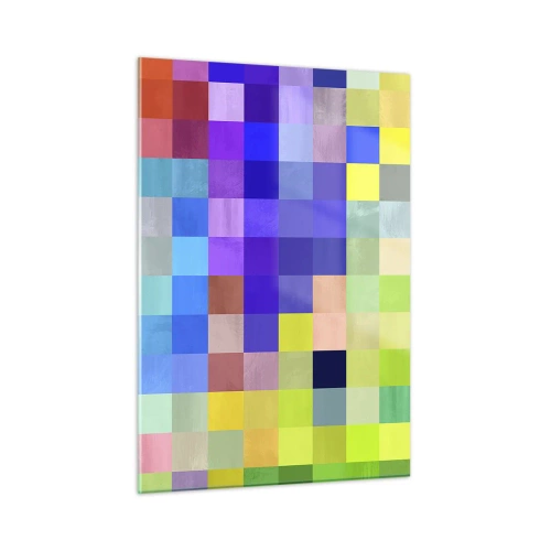 Impression sur verre - Image sur verre - Blocs géométriques colorés dans des tons vifs et vibrants - 50x70cm - Tous différents, tous égaux - Décoration murale moderne pour le salon et la chambre ARTTOR