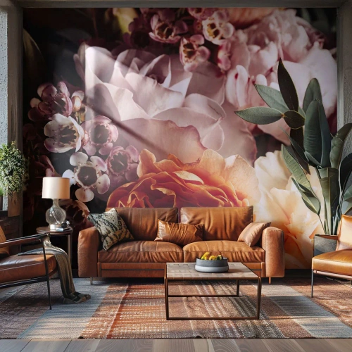 Papier Peint Autocollant Deluxe Sticker - Enveloppé de beauté - Fleurs, Bouquet de fleurs, Rose - 100x70 cm