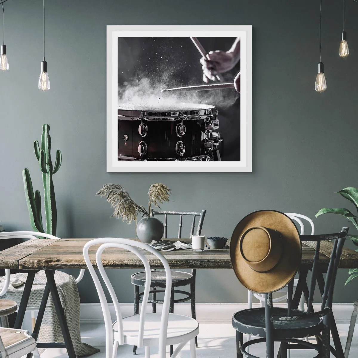 Affiche dans un cadre blanc - Poster - Tempo de la musique - 40x40 cm