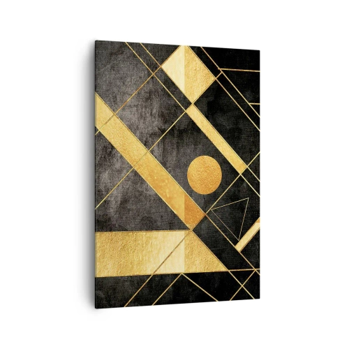 Impression sur toile - Image sur toile - Formes géométriques dans les tons or et noir - 70x100cm - Soleil du désert - Décoration murale moderne pour le salon et la chambre ARTTOR