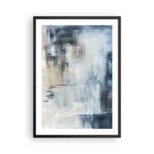 Affiche dans un cadre noir - Poster - Composition abstraite dans les tons de bleu et de beige - 50x70cm - Derrière le rideau bleu - Décoration murale moderne pour le salon et la chambre ARTTOR