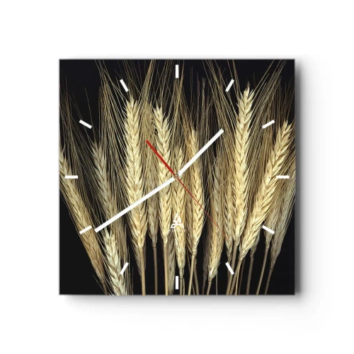 Horloge murale - Pendule murale - Épis de blé sur fond noir dans un style rustique - 30x30cm - Magie rustique - Décoration murale moderne pour le salon et la chambre ARTTOR
