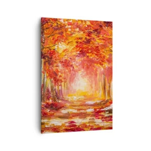 Impression sur toile - Image sur toile - Forêt d'automne aux tons cuivrés et dorés - 70x100cm - Forêt de cuivre - Décoration murale moderne pour le salon et la chambre ARTTOR