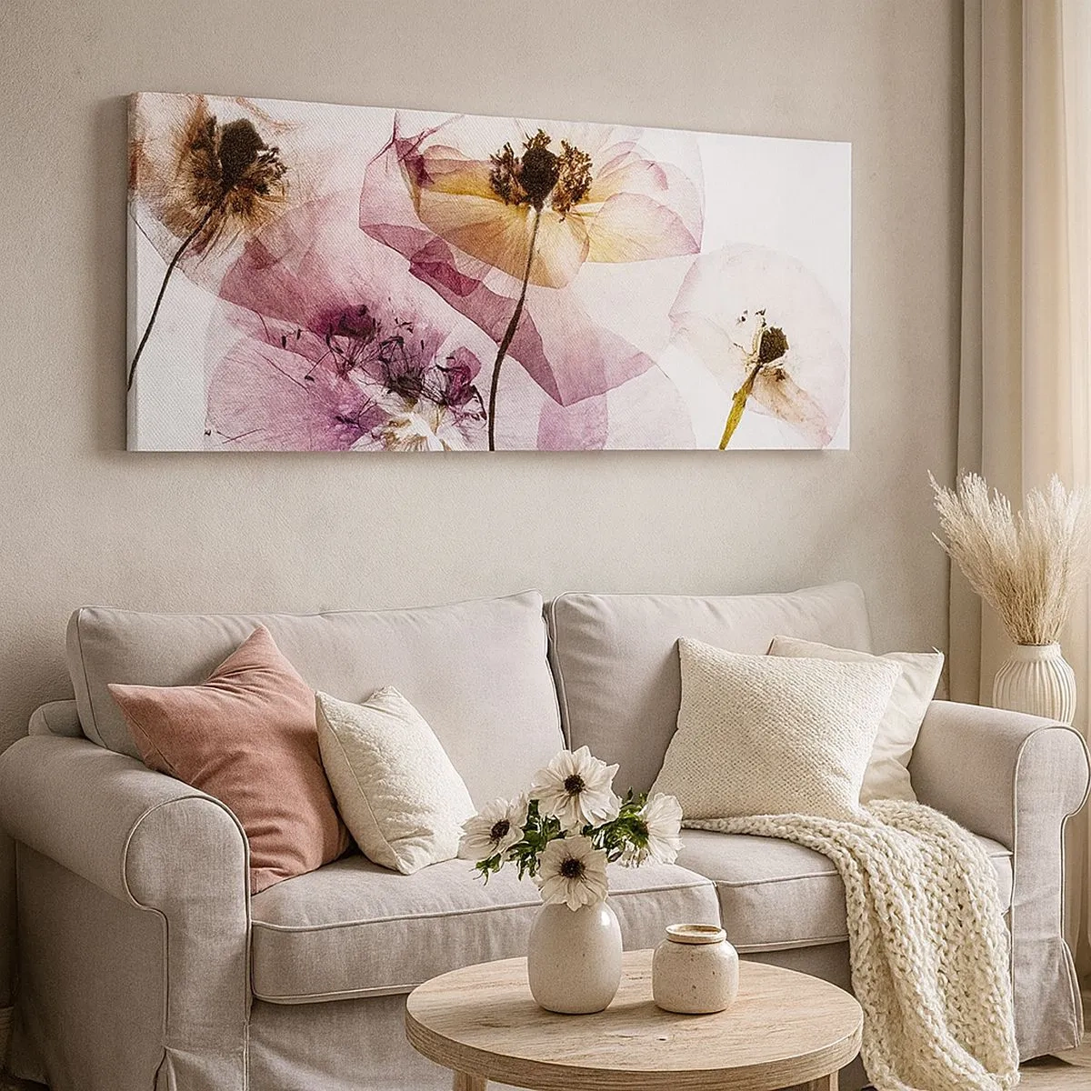 Impression sur toile - Image sur toile - Corps de fleurs transparente - 100x40 cm