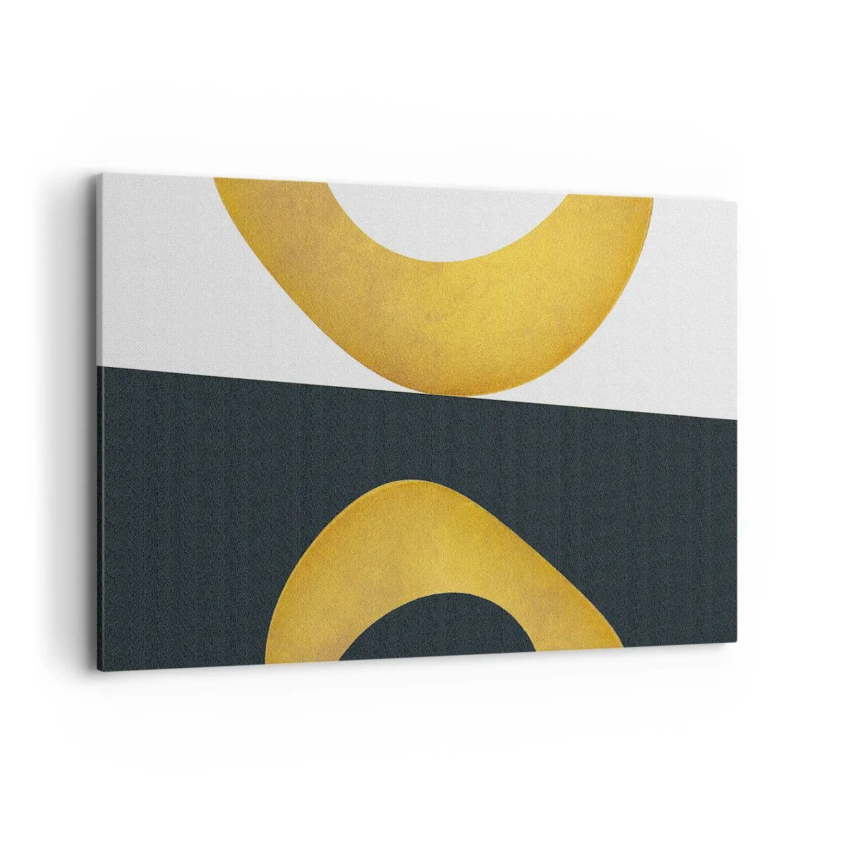 Impression sur toile - Image sur toile - Formes géométriques en or sur fond blanc et foncé - 120x80cm - Avant tout : l’or - Décoration murale moderne pour le salon et la chambre ARTTOR