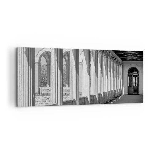 Impression sur toile - Image sur toile - Colonnade de style classique en noir et blanc - 120x50cm - Arcade ensoleillée - Décoration murale moderne pour le salon et la chambre ARTTOR