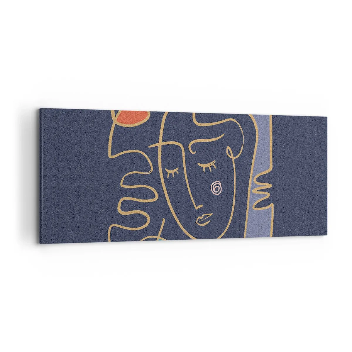 Impression sur toile - Image sur toile - Portrait de visage abstrait dans un style minimaliste - 120x50cm - En réflexion - Décoration murale moderne pour le salon et la chambre ARTTOR