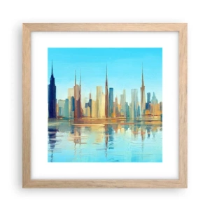 Affiche dans un chêne clair - Poster - Une métropole ensoleillée - 30x30 cm