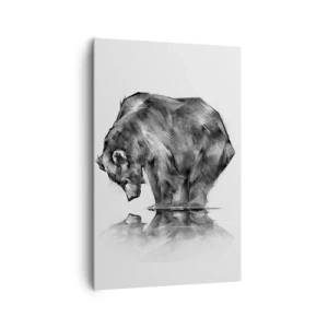 Impression sur toile - Image sur toile - Un dessin d'un ours dans un style minimaliste - 80x120cm - Ravi de rencontrer quelqu'un de proche - Décoration murale moderne pour le salon et la chambre ARTTOR