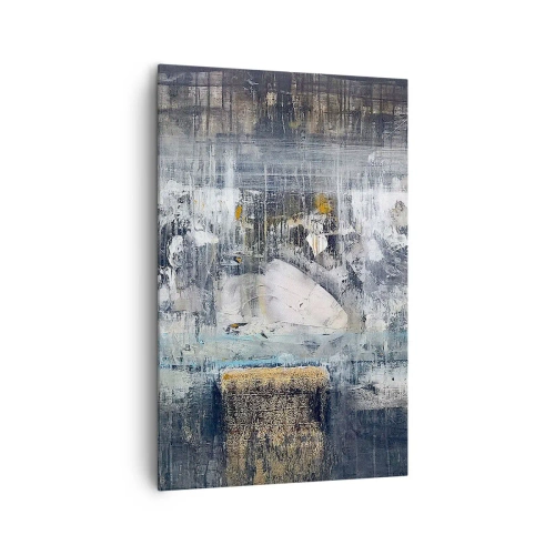 Impression sur toile - Image sur toile - Composition abstraite aux tons froids - 80x120cm - Comme sur la glace, comme après décembre - Décoration murale moderne pour le salon et la chambre ARTTOR