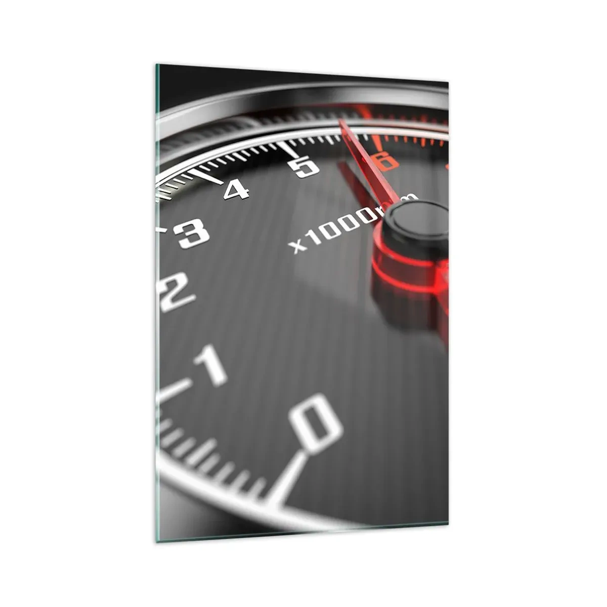 Impression sur verre - Image sur verre - Gros plan du tachymètre avec l'aiguille rouge - 80x120cm - Faites le plein - Décoration murale moderne pour le salon et la chambre ARTTOR