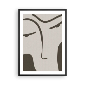 Affiche dans un cadre noir - Poster - Portrait de visage minimaliste - 50x70cm - Comme un tableau de Modigliani - Décoration murale moderne pour le salon et la chambre ARTTOR