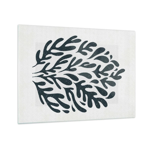 Impression sur verre - Image sur verre - Forme organique noire sur fond blanc - 70x50cm - Formes de la nature - Décoration murale moderne pour le salon et la chambre ARTTOR