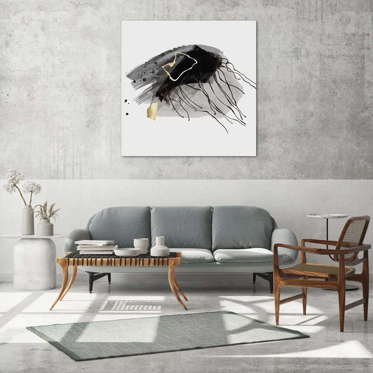 Impression sur verre - Image sur verre - En noir et en or - 40x40 cm