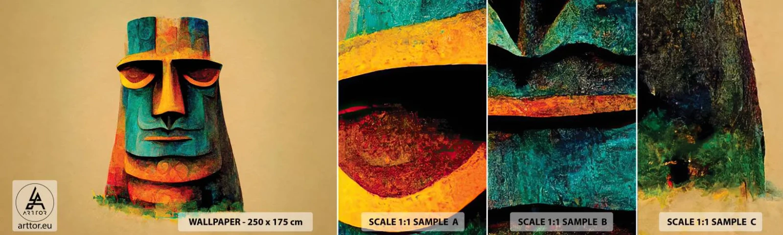 Échantillon de Papier Peint Autocollant Deluxe Sticker - Statuesque et sympathique - Statue, Sculpture, Morceau - 100x30 cm