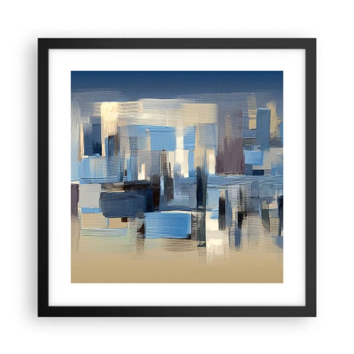 Affiche dans un cadre noir - Poster - Construction bleue - 40x40 cm