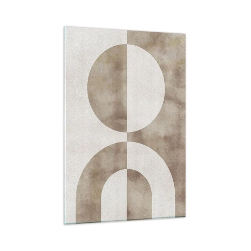 Impression sur verre - Image sur verre - Une peinture abstraite dans les tons beiges avec des formes géométriques et de la symétrie. - 80x120cm - Similitudes et différences - Décoration murale moderne pour le salon et la chambre ARTTOR