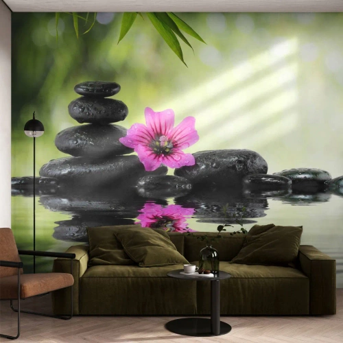 Papier Peint Photo Premium Canvas - Temps pour l'âme - Fleur, Culture, Bambou - 350x256 cm