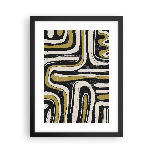 Affiche dans un cadre noir - Poster - Composition : routes et ruelles - 30x40 cm