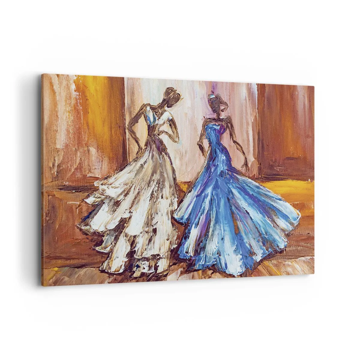 Impression sur toile - Image sur toile - Personnages en robes de soirée dans un style artistique - 100x70cm - Un duo reconnaissant - Décoration murale moderne pour le salon et la chambre ARTTOR