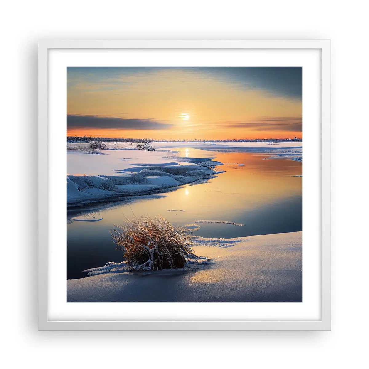 Affiche dans un cadre blanc - Poster - Coucher de soleil d'hiver - 50x50 cm