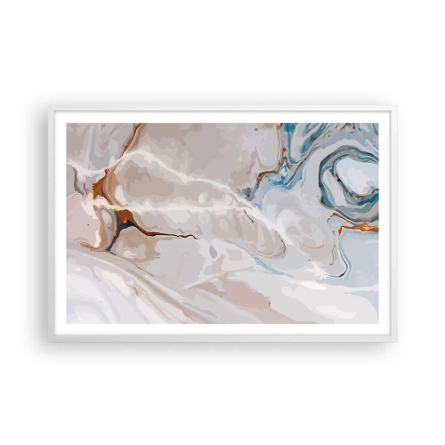 Affiche dans un cadre blanc - Poster - Le bleu serpente sous le blanc - 91x61 cm