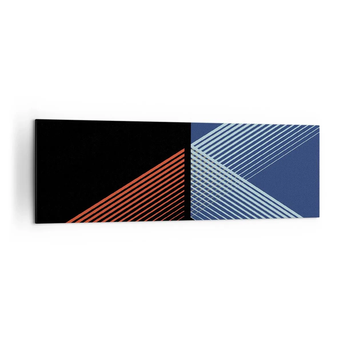 Impression sur toile - Image sur toile - Lignes géométriques dans les tons de rouge et de bleu - 160x50cm - Histoire simple - Décoration murale moderne pour le salon et la chambre ARTTOR