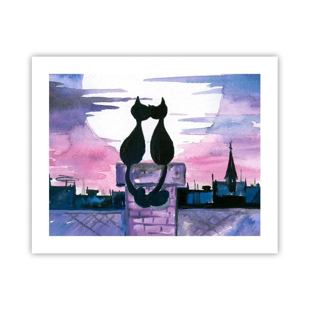 Affiche - Poster - Rendez-vous sous la lune - 50x40 cm