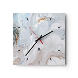 Horloge murale - Pendule murale - Vagues abstraites dans des tons de bleu et de blanc - 30x30cm - Blanc surélevé - Décoration murale moderne pour le salon et la chambre ARTTOR