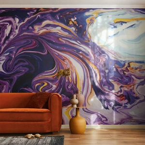 Papier Peint Autocollant Deluxe Sticker - La courbure de l'espace en violet - Abstraction, Morceau, Modèle moderne - 250x175 cm