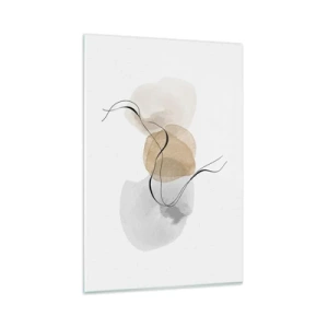 Impression sur verre - Image sur verre - Abstraction minimaliste dans les tons beige et gris - 80x120cm - Perles d'air - Décoration murale moderne pour le salon et la chambre ARTTOR