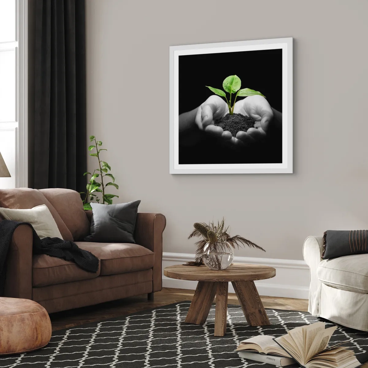 Affiche dans un cadre blanc - Poster - J'aime la nature, je la protège - 50x50 cm