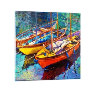 Impression sur verre - Image sur verre - Sur l'eau épaisse de couleurs - 70x70 cm