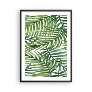 Affiche dans un cadre noir - Poster - Palmiers dans un motif botanique minimaliste - 50x70cm - Sous la canopée verte - Décoration murale moderne pour le salon et la chambre ARTTOR