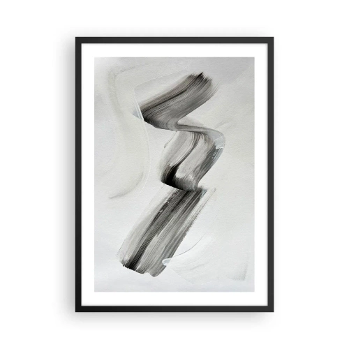 Affiche dans un cadre noir - Poster - Pinceau minimaliste noir et blanc - 50x70cm - Mine de rien pour s'amuser - Décoration murale moderne pour le salon et la chambre ARTTOR