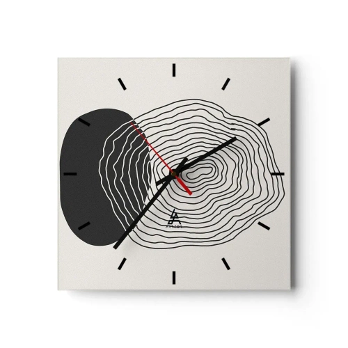 Horloge murale - Pendule murale - Motif abstrait avec des lignes et des formes en noir et blanc - 30x30cm - Durabilité et oscillation - Décoration murale moderne pour le salon et la chambre ARTTOR