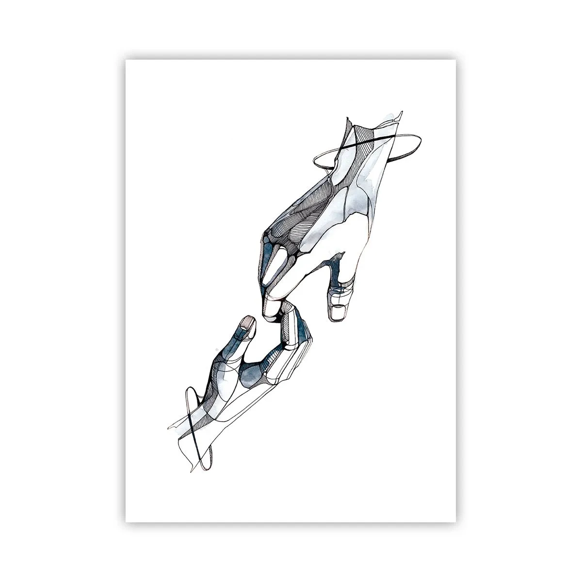 Affiche - Poster - Mains abstraites dans une composition artistique de lignes et de couleurs - 50x70cm - Un bon geste - Décoration murale moderne pour le salon et la chambre ARTTOR