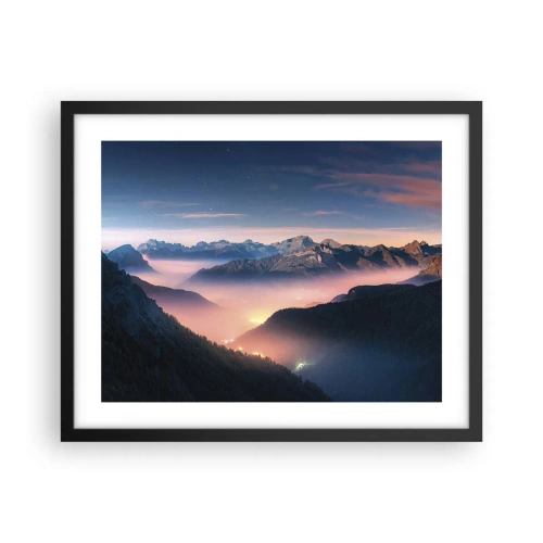 Affiche dans un cadre noir - Poster - Lumière dans les vallées - 50x40 cm