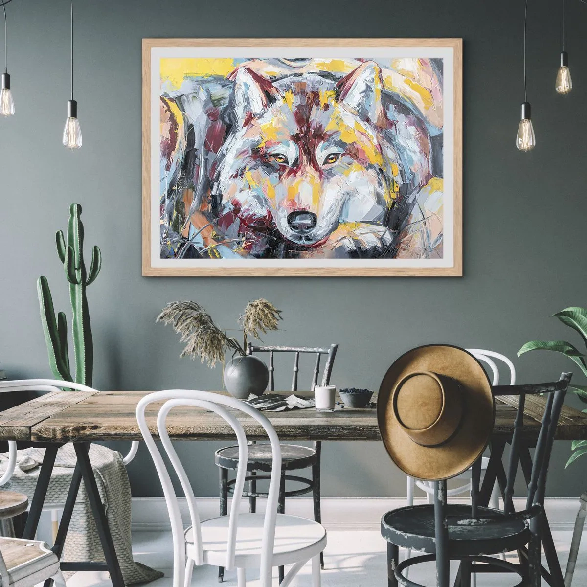 Affiche dans un chêne clair - Poster - En paix au milieu des siens - 40x30 cm