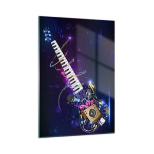 Impression sur verre - Image sur verre - Composition musicale colorée avec instruments et notes - 50x70cm - Et tout va bien - Décoration murale moderne pour le salon et la chambre ARTTOR