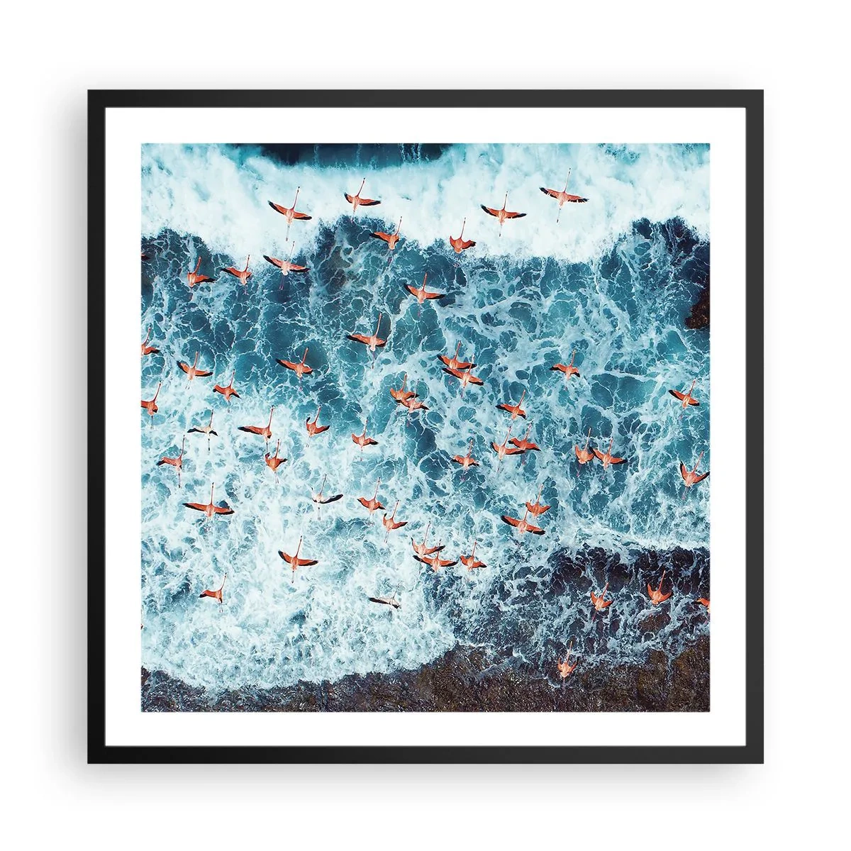 Affiche dans un cadre noir - Poster - Défilé du bord de mer - 60x60 cm