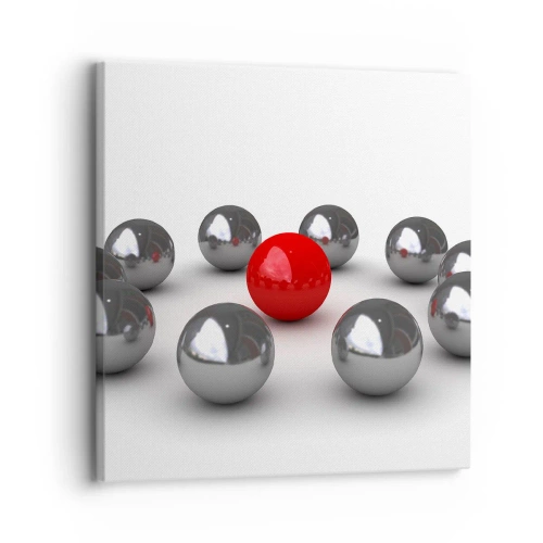Impression sur toile - Image sur toile - Un cercle en argent et rouge - 30x30 cm