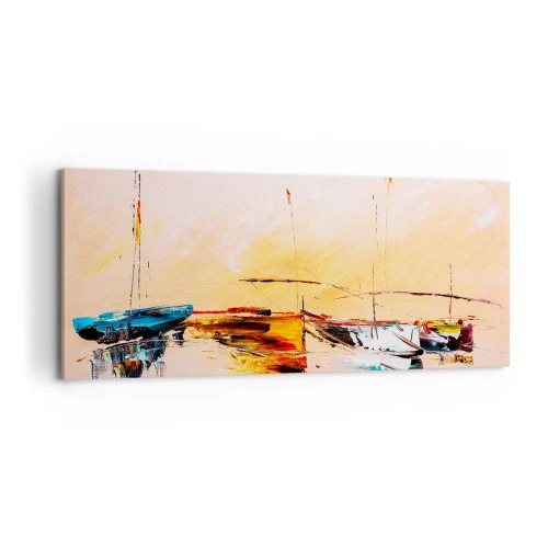 Impression sur toile - Image sur toile - Soirée à la marina - 100x40 cm
